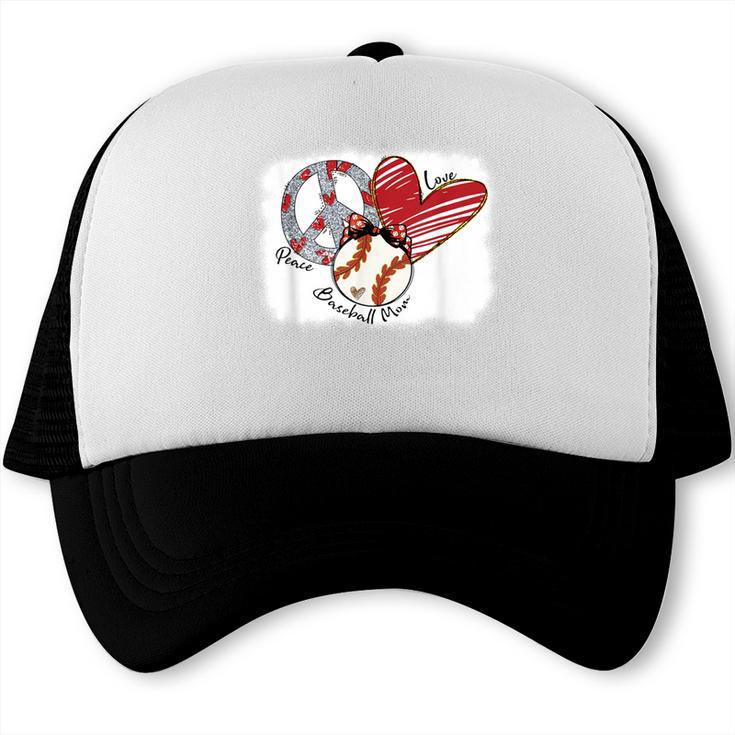 Peace Love Baseball Mom Mommy Trucker Cap