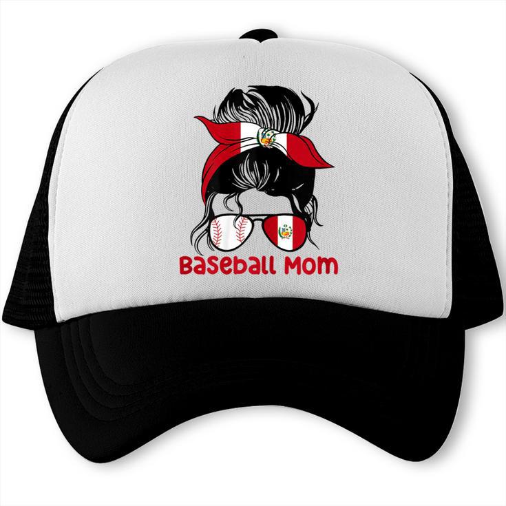 Peru Baseball Mom Messy Bun Trucker Cap