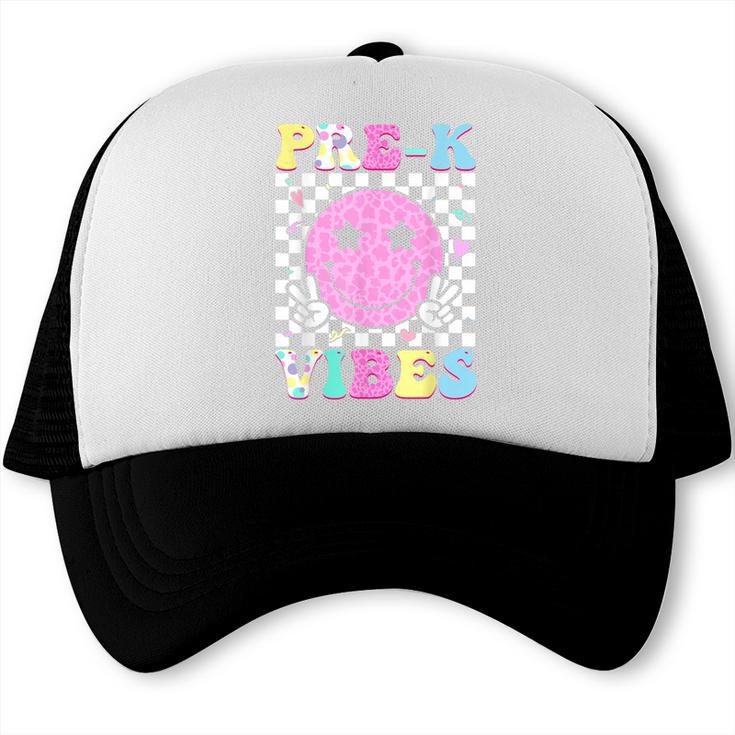 Pre-K Vibes Groovy Back To School PreK Preschool Girls Kids Trucker Cap