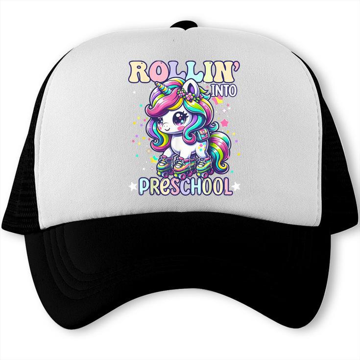 Preschool Back To School First Day Girls PreK Rollin Unicorn Trucker Cap