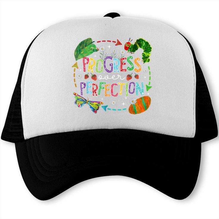 Progress Over Perfection Back To School Tee Trucker Cap