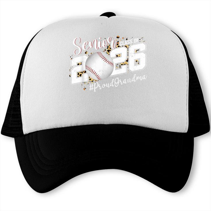 Proud Senior Grandma Class Of 2026 Baseball Graduate Leopard Trucker Cap