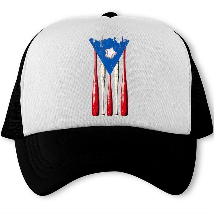Puerto Rican Baseball Bats Puerto Rico Flag Pride BéIsbol Trucker Cap