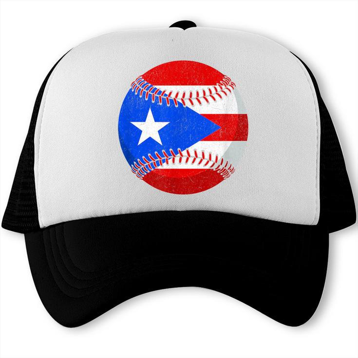 Puerto Rico Baseball Flag Boricua Beisbol Fan Gear Trucker Cap