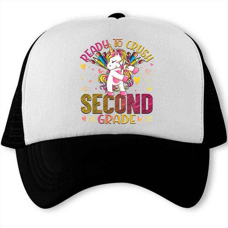 Ready To Crush Second 2nd Grade Back To School Unicorn Kids Performance Trucker Cap Ready To Crush Second 2nd Grade Back To School Unicorn Kids Performance Trucker Cap