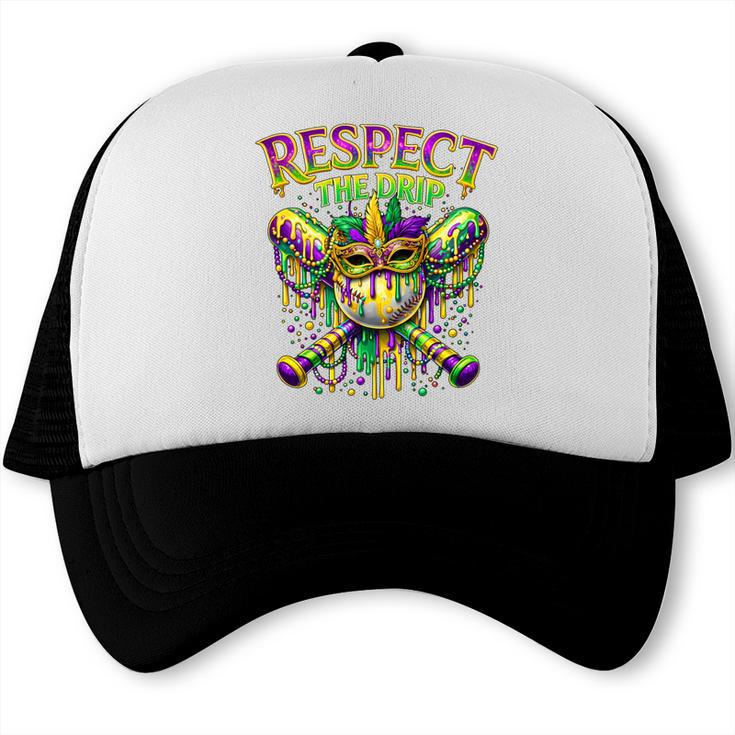 Respect The Drip Mardi Gras Baseball Ice Cream Boys Carnival Trucker Cap Respect The Drip Mardi Gras Baseball Ice Cream Boys Carnival Trucker Cap