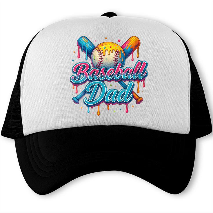 Retro Baseball Dad Dripping Ice Cream Father's Day Trucker Cap Retro Baseball Dad Dripping Ice Cream Father's Day Trucker Cap