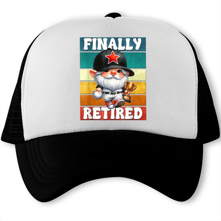 Retro Baseball Retirement Gnome Baseball Dad Finally Retired Trucker Cap Retro Baseball Retirement Gnome Baseball Dad Finally Retired Trucker Cap