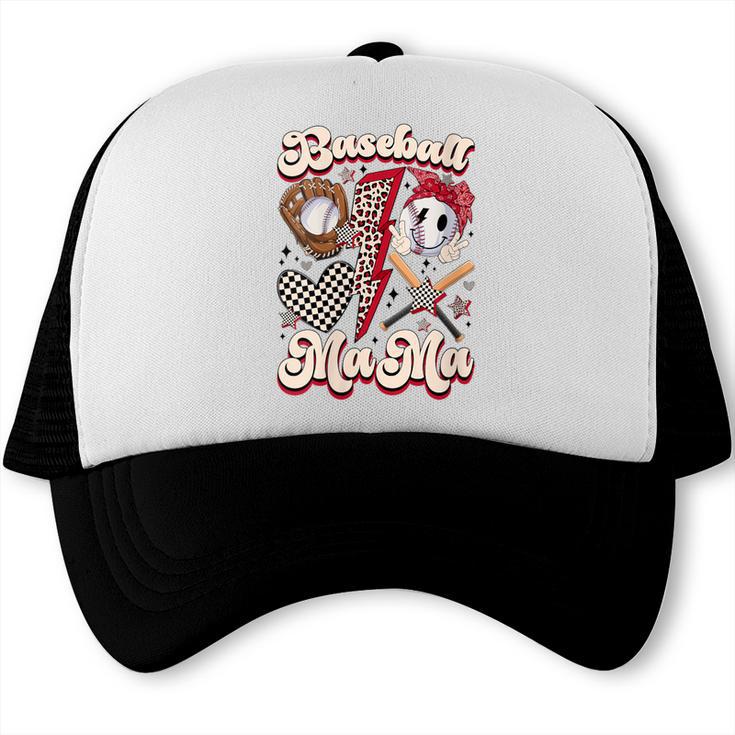 Retro Groovy Baseball Mama Baseball Mom Lover Trucker Cap
