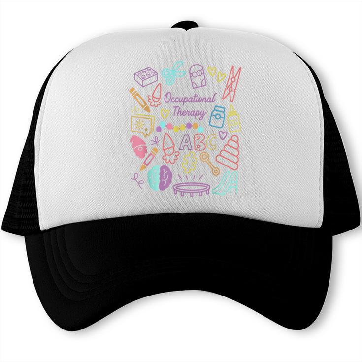 Retro Occupational Therapy Doodle Back To School Costume Trucker Cap