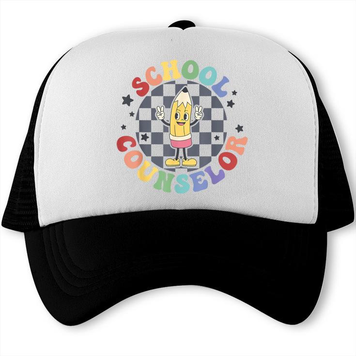Retro Pencil School Counselor Back To School For Counselor Trucker Cap Retro Pencil School Counselor Back To School For Counselor Trucker Cap