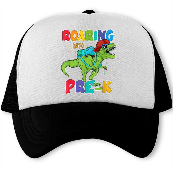 Roaring Into Pre-K Preschool Dinosaur Back To School Trucker Cap
