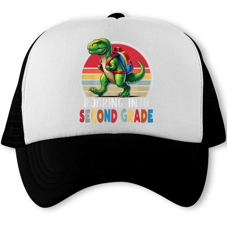 Roaring Into Second Grade T-Rex Back To School 2nd Grade Premium Tri-Blend Trucker Cap Roaring Into Second Grade T-Rex Back To School 2nd Grade Premium Tri-Blend Trucker Cap