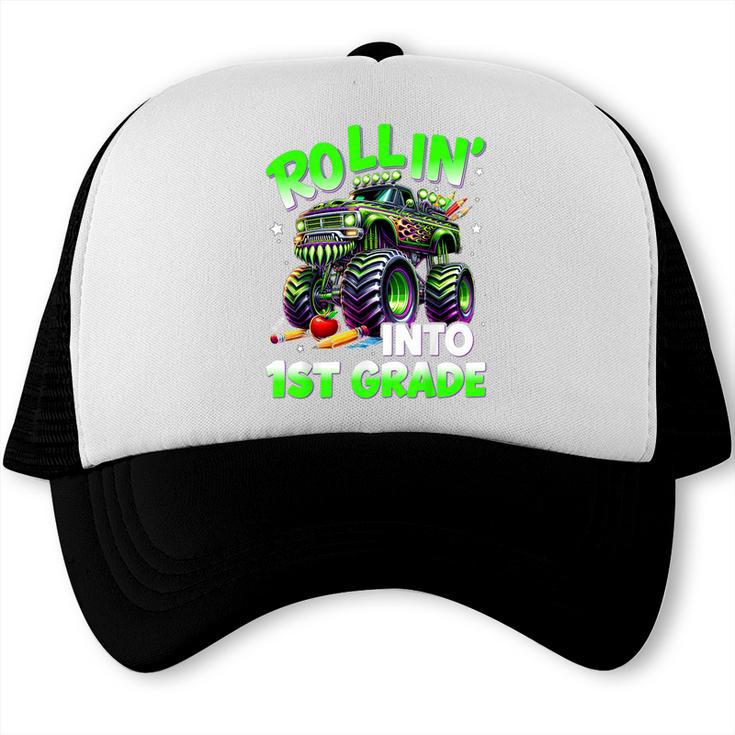 Rollin' Into 1st Grade Monster Truck Back To School Boys Trucker Cap