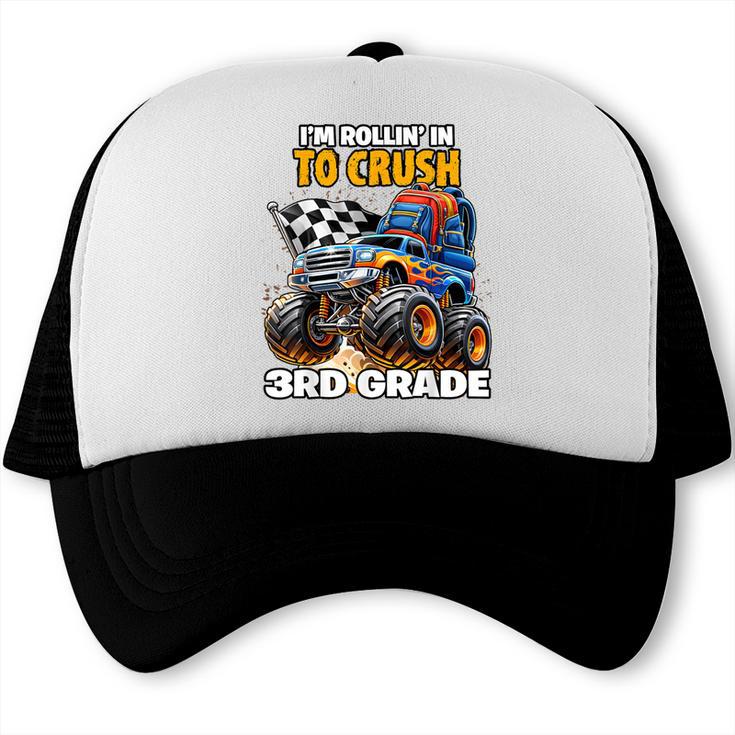 Rollin Crush Monster Truck Back To School 3rd Grade Boys Trucker Cap