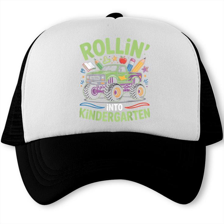 Rollin Into Kindergarten Monster Truck Back To School Trucker Cap