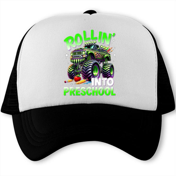 Rollin' Into Preschool Monster Truck Back To School Boys Trucker Cap