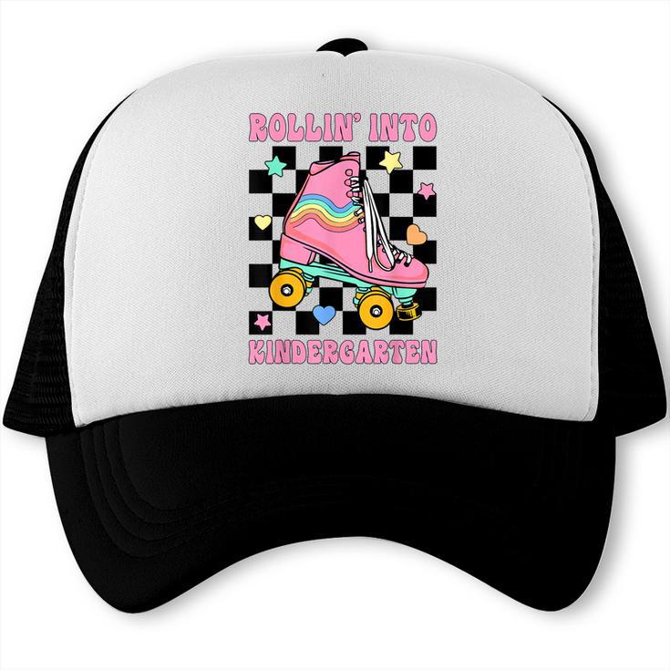 Rolling Into Kindergarten Roller Skating Girl Back To School Trucker Cap Rolling Into Kindergarten Roller Skating Girl Back To School Trucker Cap