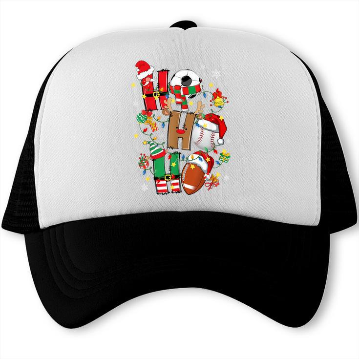 Santa Baseball Football Soccer Pajamas Ho Ho Christmas Xmas Trucker Cap
