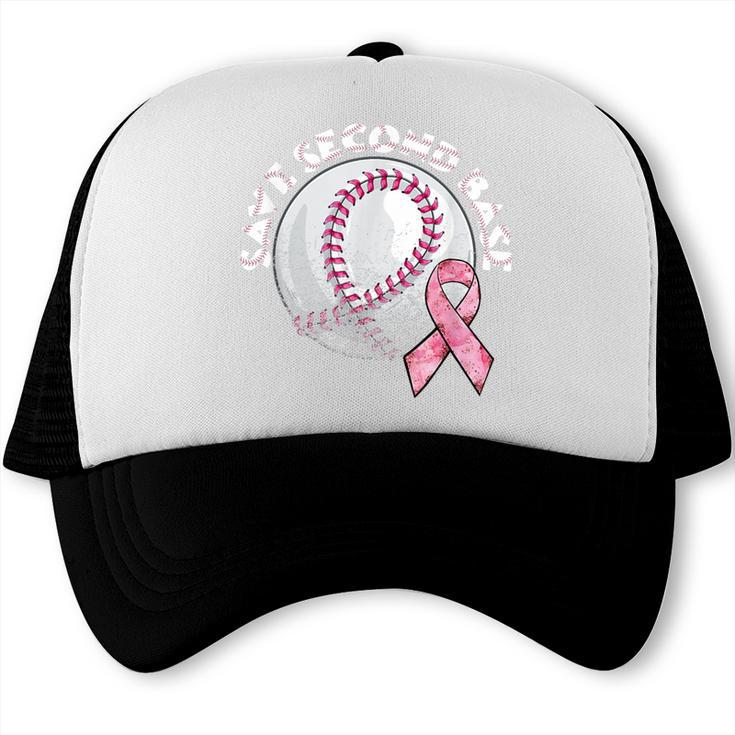 Save 2nd Base Breast Cancer Awareness Pink Ribbon Baseball Trucker Cap