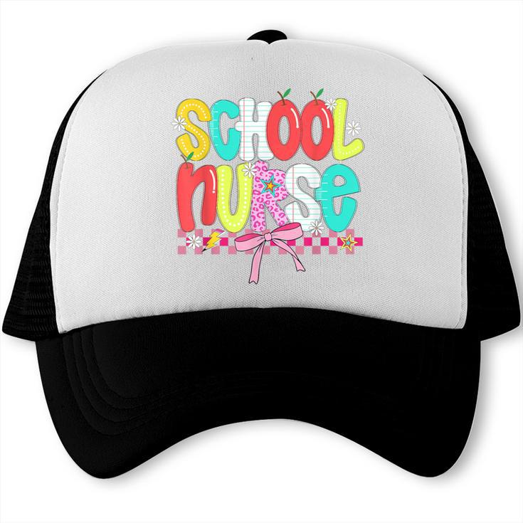 School Nurse Appreciation Day Coquette Bow Back To School Trucker Cap