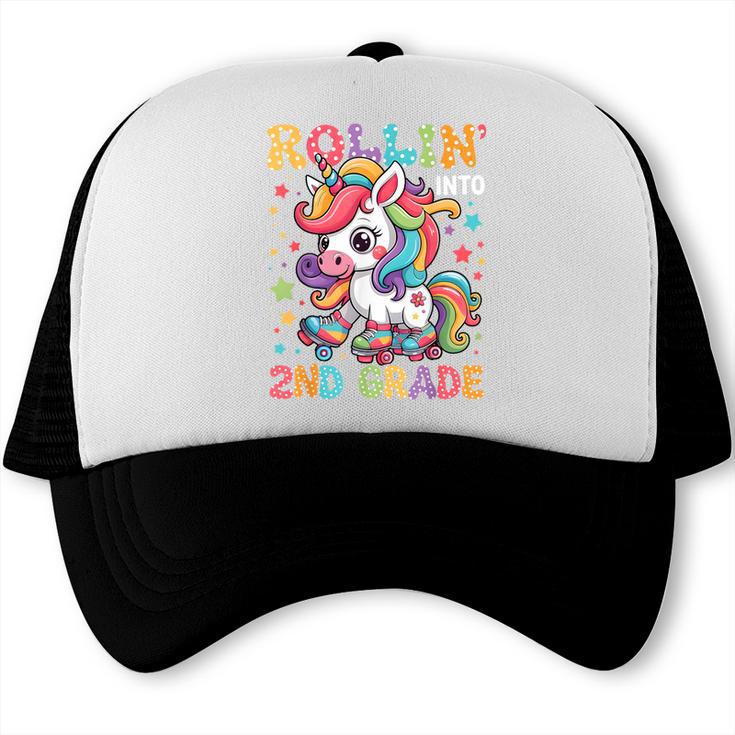 Second Grade Back To School First Day Girls Rollin Unicorn Trucker Cap
