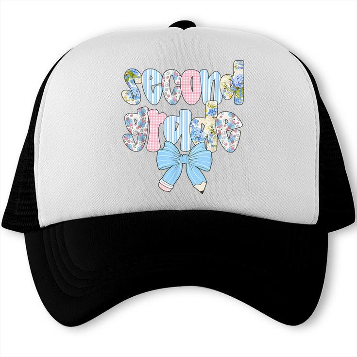 Second Grade Coquette Bow Pencil First Day Back To School Trucker Cap