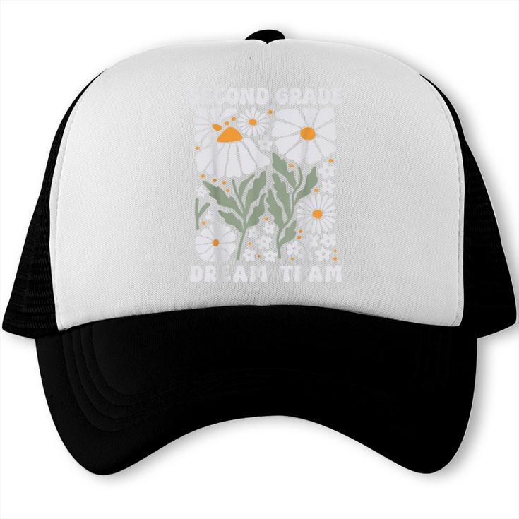 Second Grade Dream Team Back To School Boho Flower 2nd Grade Trucker Cap