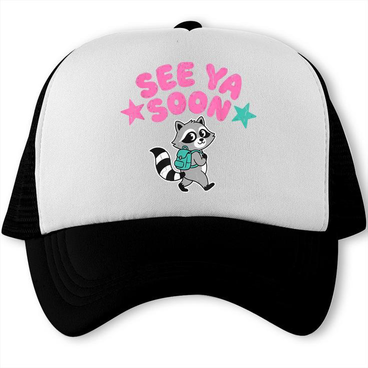 See Ya Soon Summer Cute Raccoon Back To School Kids Student Trucker Cap