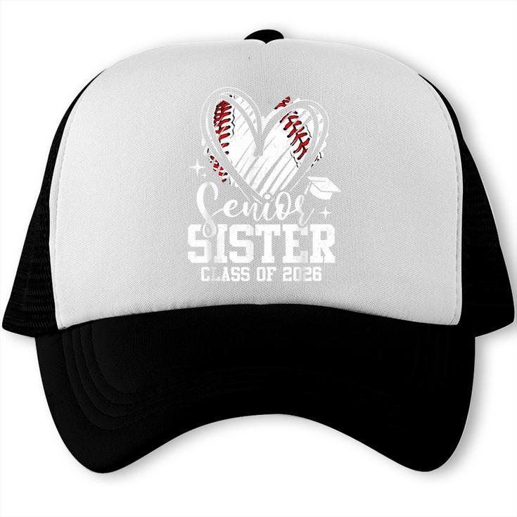 Senior Sister Class Of 2026 Baseball Graduation Heart Trucker Cap