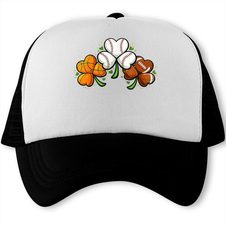 Shamrock Baseball Basketball Football St Patricks Day Trucker Cap