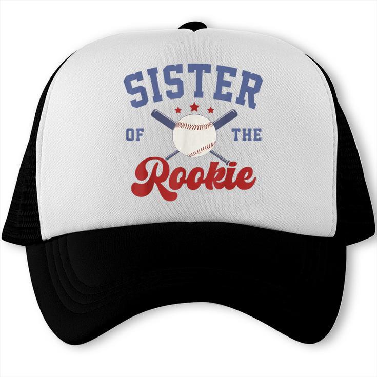 Sister Of Rookie 1st Birthday Baseball Boy Family Matching Trucker Cap Sister Of Rookie 1st Birthday Baseball Boy Family Matching Trucker Cap