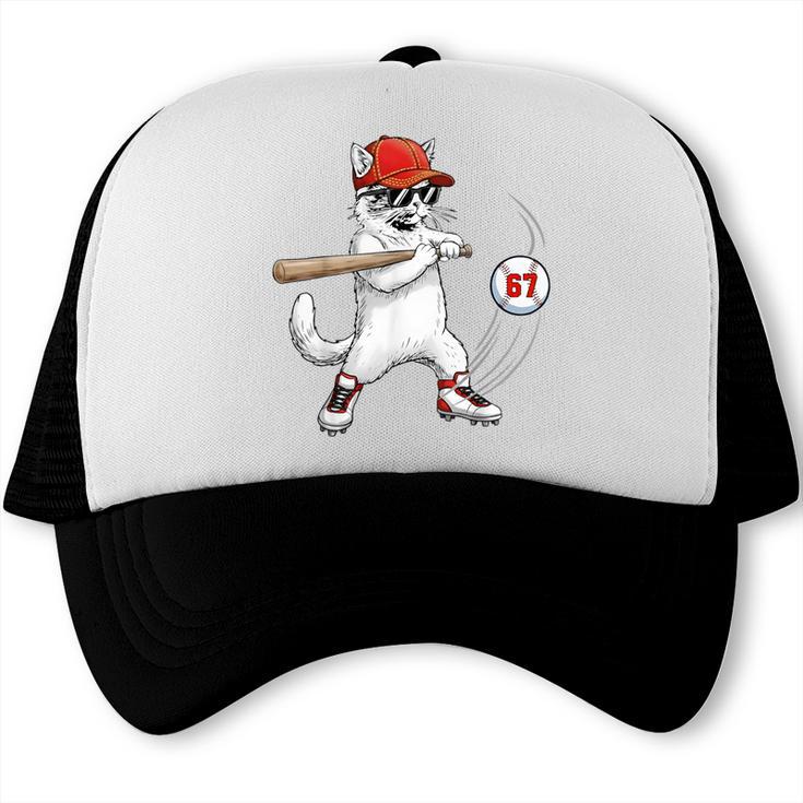 Six Seven 67 Baseball Cat Birthday Men Kids Boys Trucker Cap
