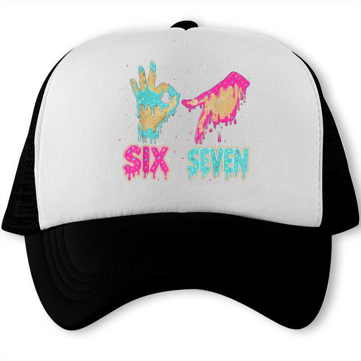 Six Seven 67 Meme Ice Cream Drip Baseball For Boy Kids Trucker Cap
