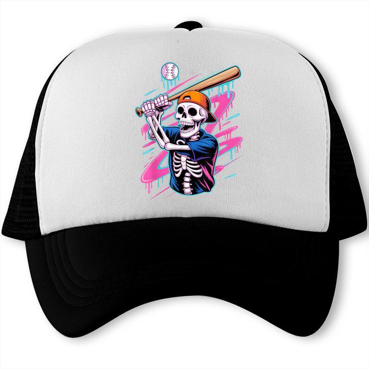 Skeleton Baseball Drip Boy Youth Dripping Baseball Halloween Trucker Cap