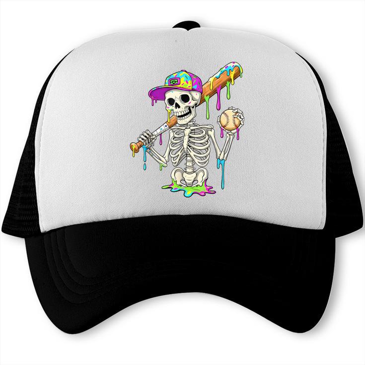 Skeleton Baseball Drip Boys Ice Cream Drip Youth Baseball Trucker Cap Skeleton Baseball Drip Boys Ice Cream Drip Youth Baseball Trucker Cap