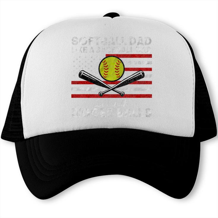Softball Dad Like a Baseball Dad But Bigger Balls Father Day Premium Trucker Cap