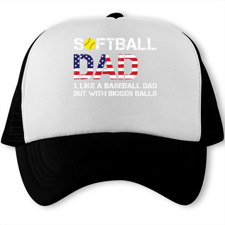 Softball Dad Like Baseball Dad But Bigger Balls Joke Premium Tri-Blend Trucker Cap Softball Dad Like Baseball Dad But Bigger Balls Joke Premium Tri-Blend Trucker Cap