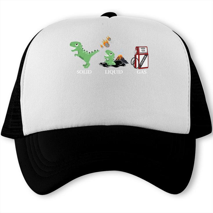 Solid Liquid Gas Dinosaur Back To School Premium Tri-Blend Trucker Cap Solid Liquid Gas Dinosaur Back To School Premium Tri-Blend Trucker Cap