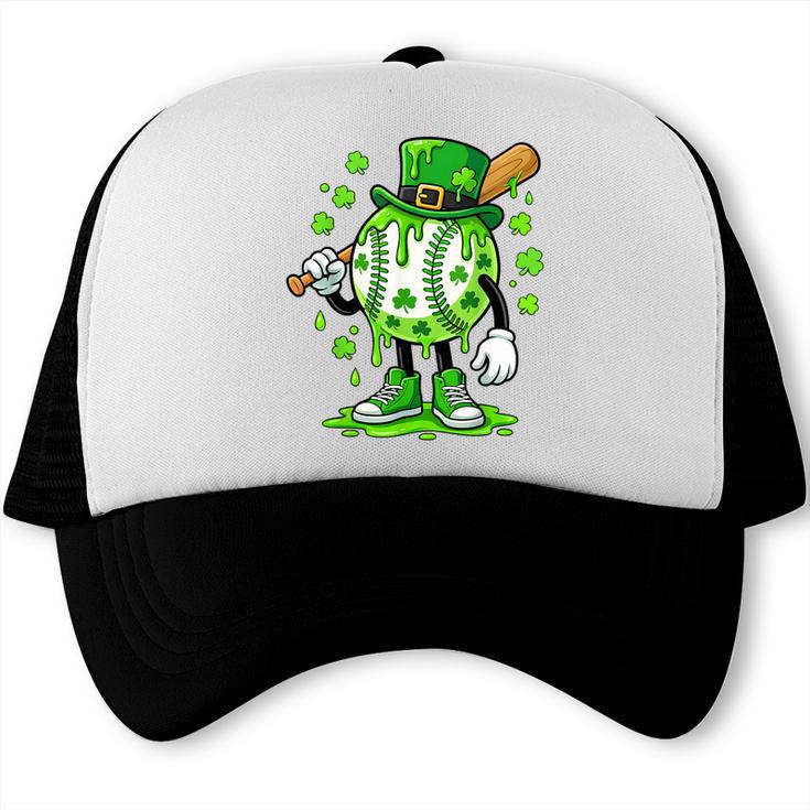 St Patricks Day Shamrock Baseball Drip Icecream Irish Boys Trucker Cap