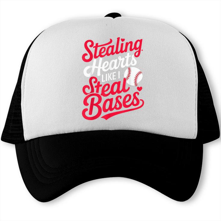 Stealing Hearts Like I Steal Bases Cute Baseball Boys Trucker Cap