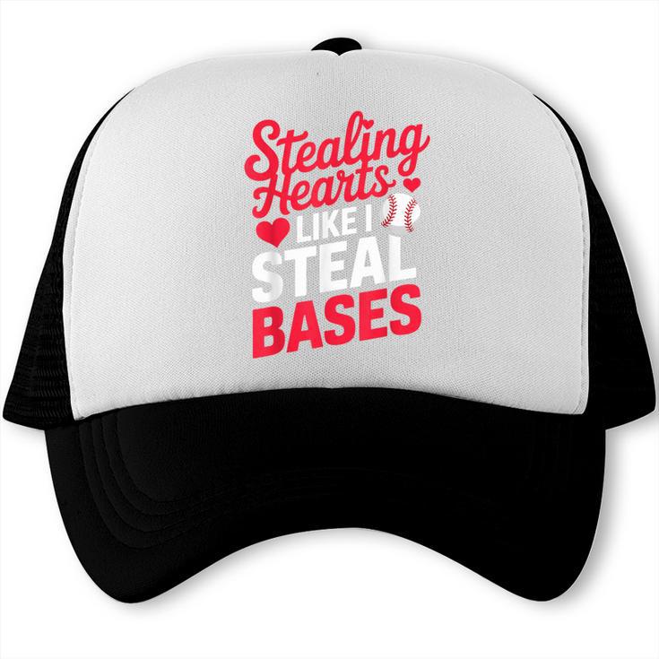 Stealing Hearts Like I Steal Bases Cute Baseball Valentine Trucker Cap