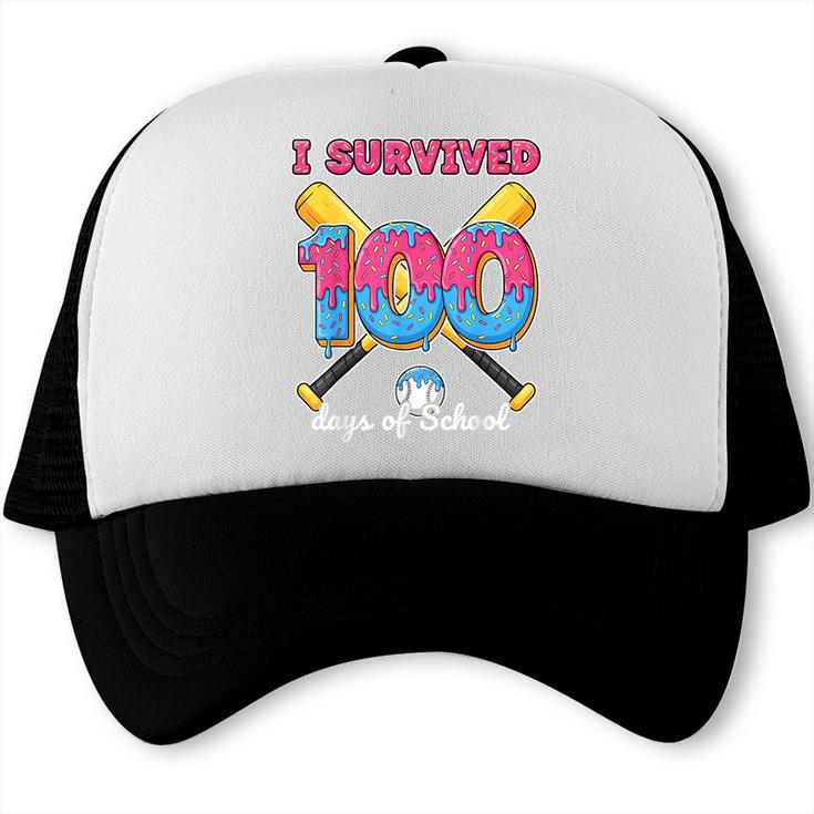 I Survived 100 Days Of School Baseball Cream Drip Boys Trucker Cap I Survived 100 Days Of School Baseball Cream Drip Boys Trucker Cap