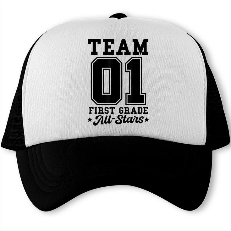 Team 1st Grade All-Stars Back To School Sports Jersey Trucker Cap Team 1st Grade All-Stars Back To School Sports Jersey Trucker Cap