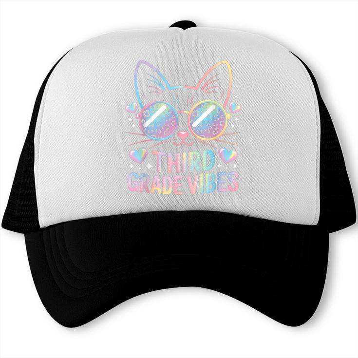 Third 3rd Grade Vibes Back To School Cute Cat Cute For Girls Trucker Cap
