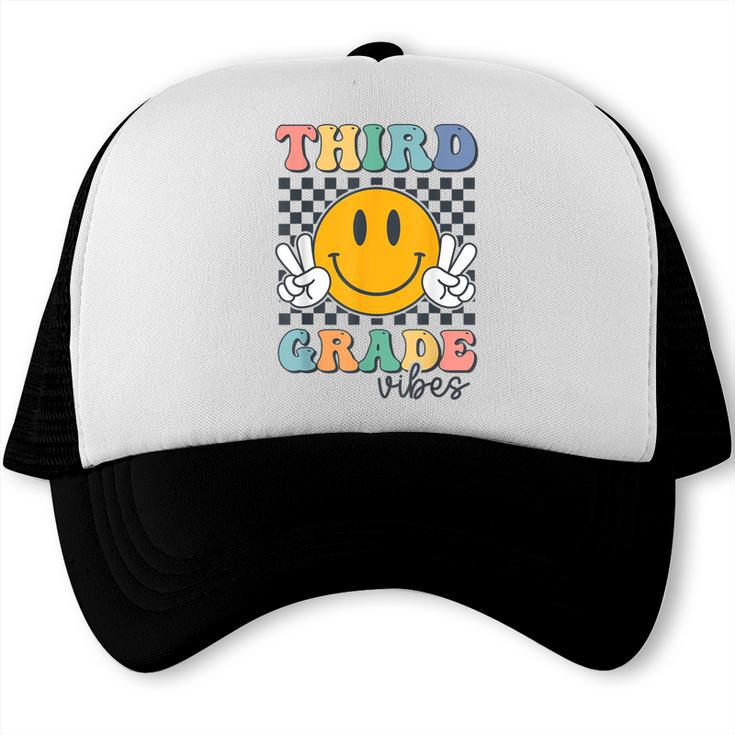 Third Grade Vibes Retro Smile Back To School 3rd Grade Team Trucker Cap Third Grade Vibes Retro Smile Back To School 3rd Grade Team Trucker Cap
