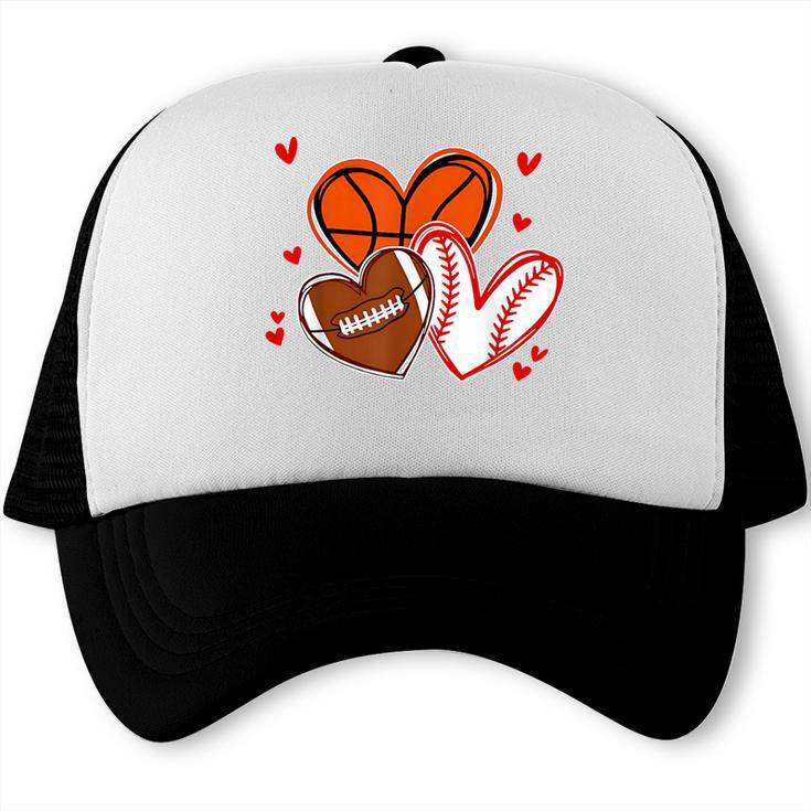 Valentines Baseball Basketball Football Heart Boy Men Trucker Cap