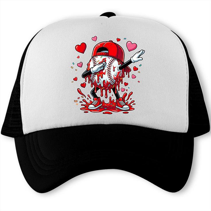 Valentines Baseball Toddler Boys Kids Dabbing Baseball Drip Trucker Cap