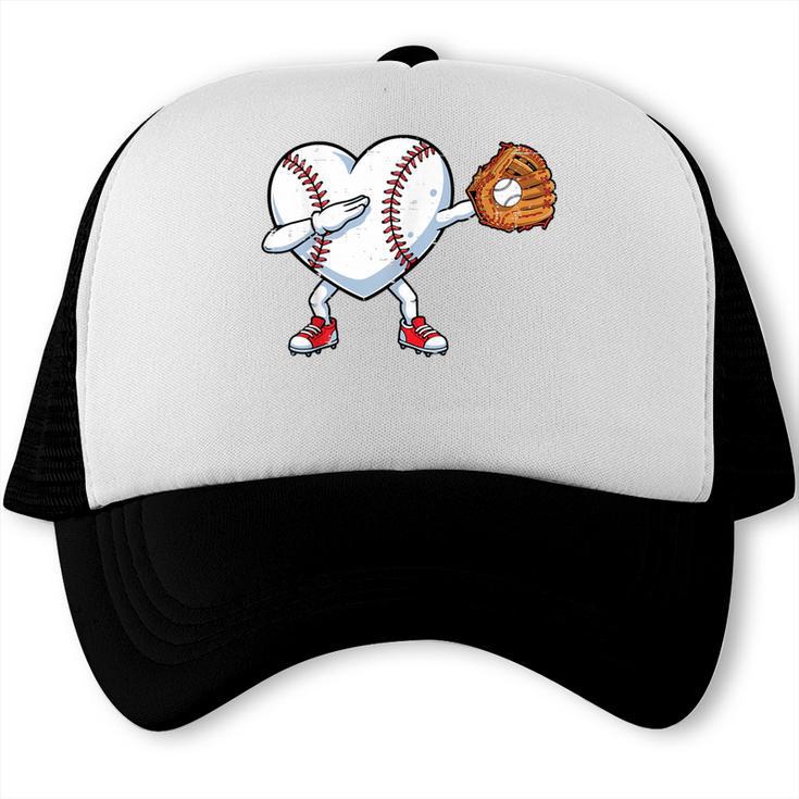 Valentines Day Baseball Ball Heart Dab Boys Kids Men Trucker Cap