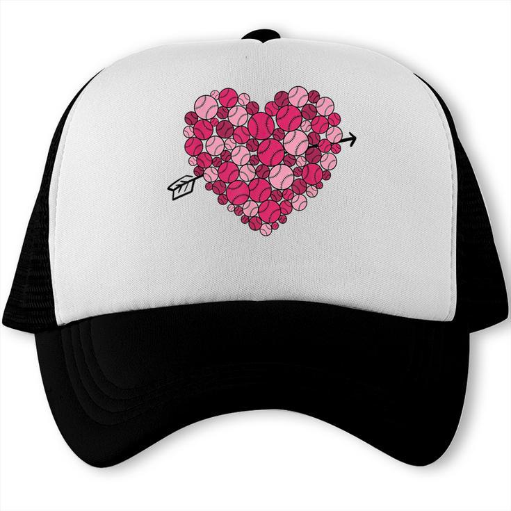 Valentine's Day Baseball Heart Softball Player Sports Lover Trucker Cap Valentine's Day Baseball Heart Softball Player Sports Lover Trucker Cap